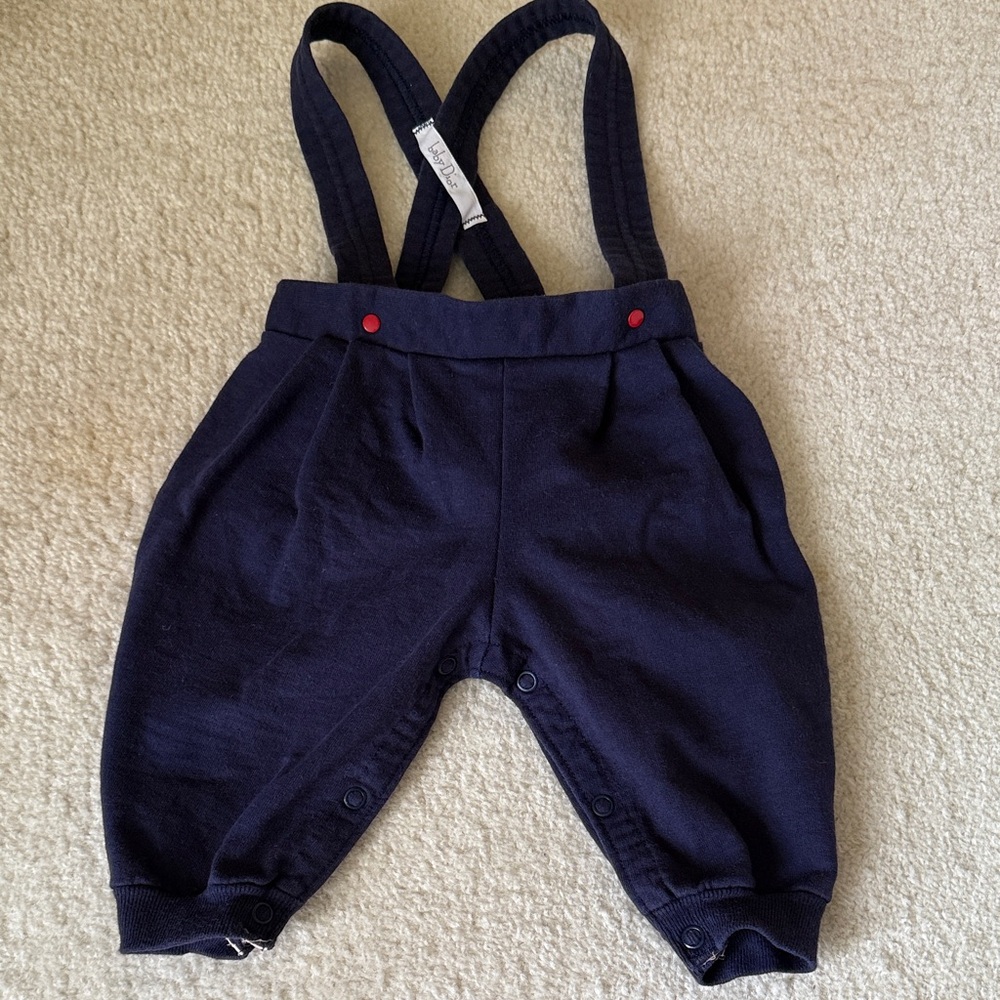 Vintage Baby Dior Navy Blue children suspender pleated pants